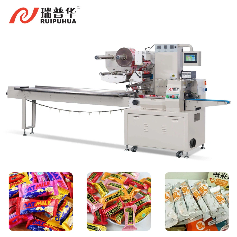 Bread Bicsuit Cookie Crackers Dry Cake Chocolate Bar Automatic Horizontal Packaging Flowpack Wrapper Pillow Packing Machine